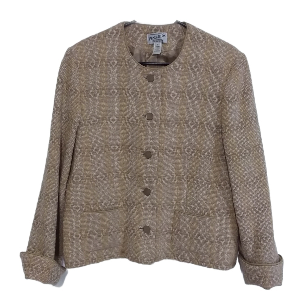 Pendleton Women's Plus Size Virgin Wool Aztec Print Ombre Blazer